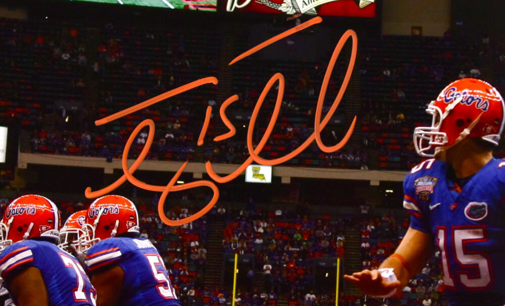 Tim Tebow Autographed Florida Gators 16x20 Passing Photo- Beckett W Hologram