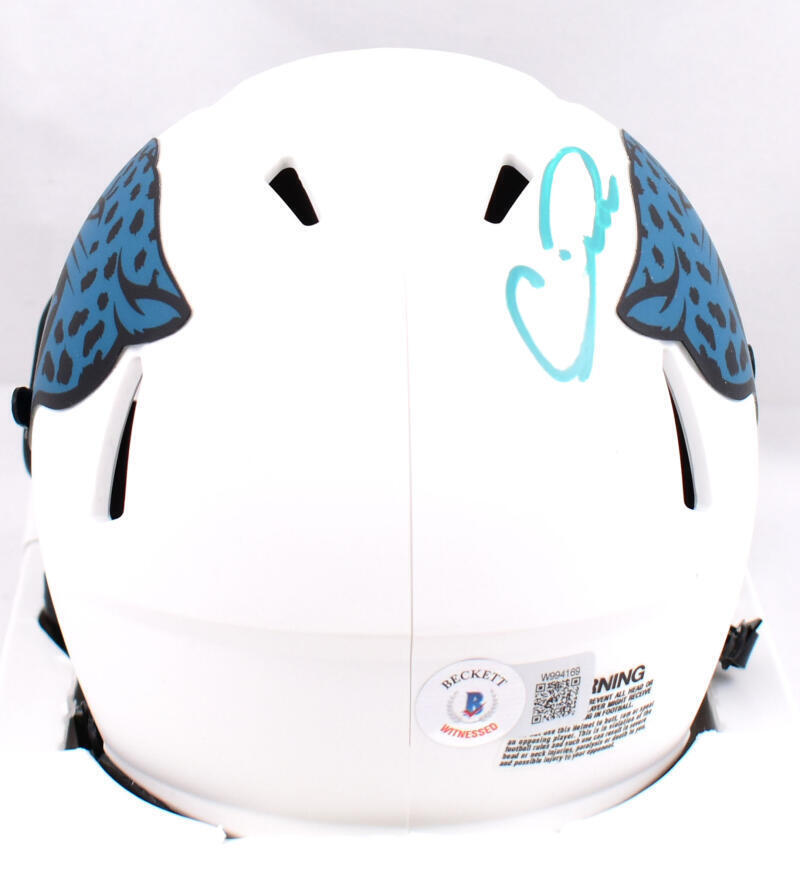 Calvin Ridley Autographed Jaguars Lunar Speed Mini Helmet -Beckett W Holo *Teal