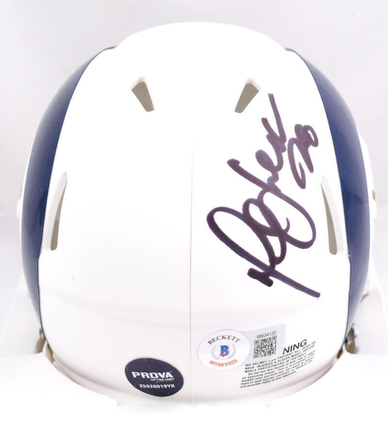 Marshall Faulk Autographed Rams Flat White Speed Mini Helmet-Beckett W Hologram