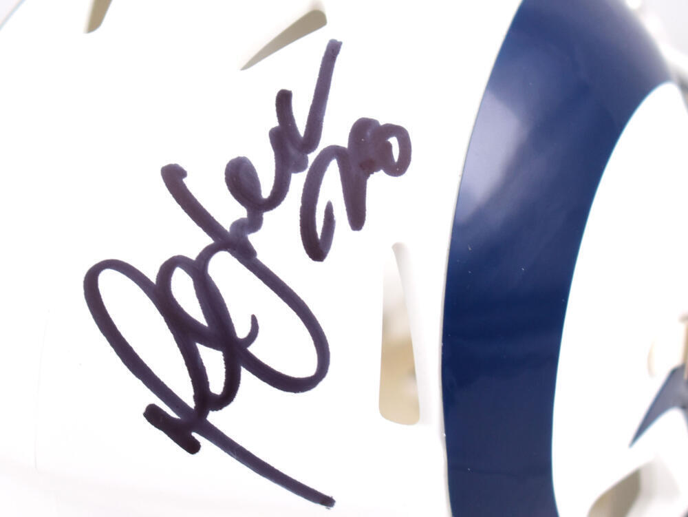 Marshall Faulk Autographed Rams Flat White Speed Mini Helmet-Beckett W Hologram