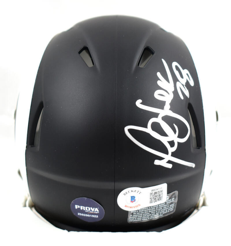 Marshall Faulk Autographed Rams Flat Black Speed Mini Helmet-Beckett W Hologram