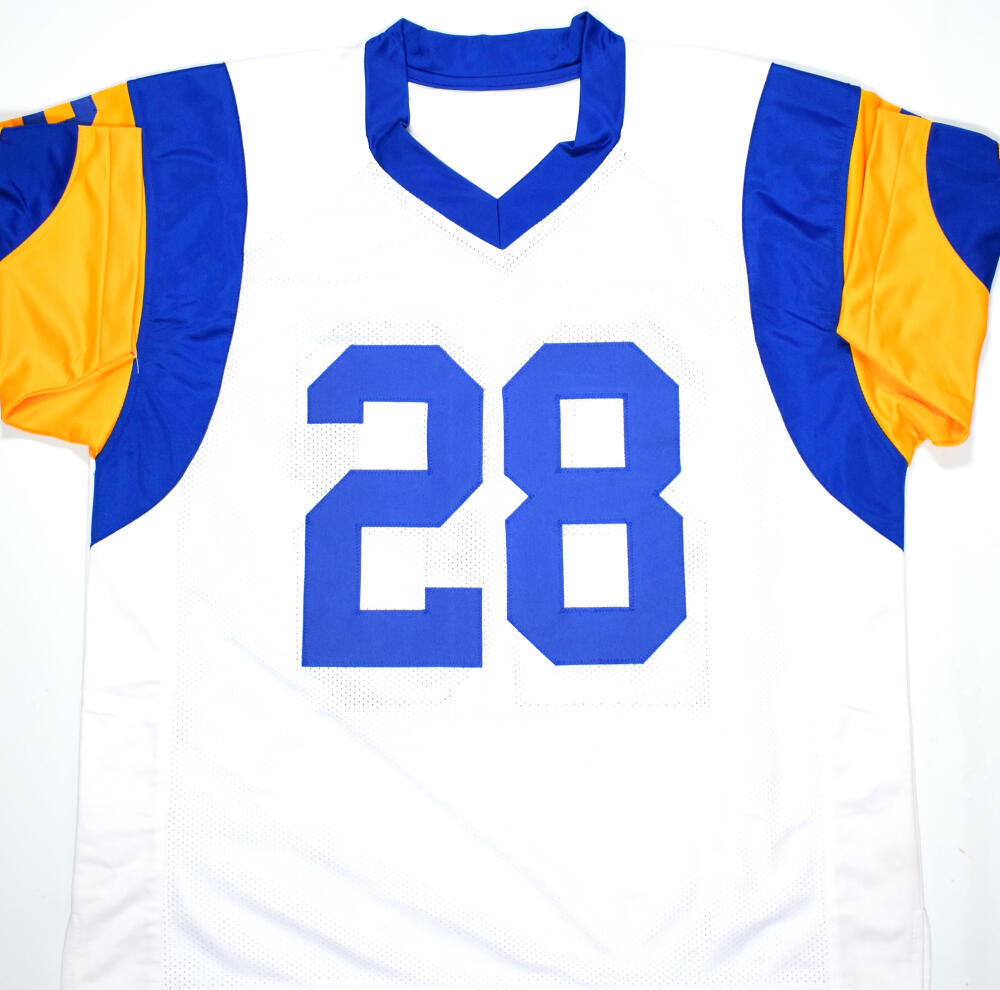 Marshall Faulk Autographed White Pro Style Jersey- Beckett W Hologram *Silver