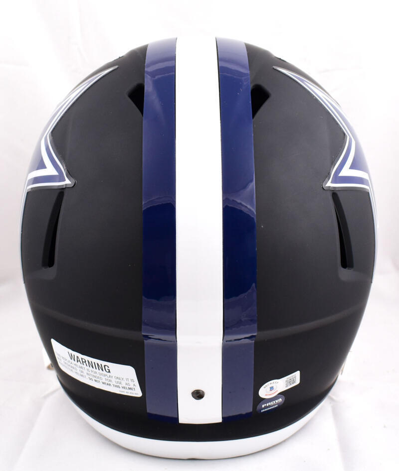 Emmitt Smith Autographed F/S Cowboys Flat Black Speed Helmet- Beckett W Hologram