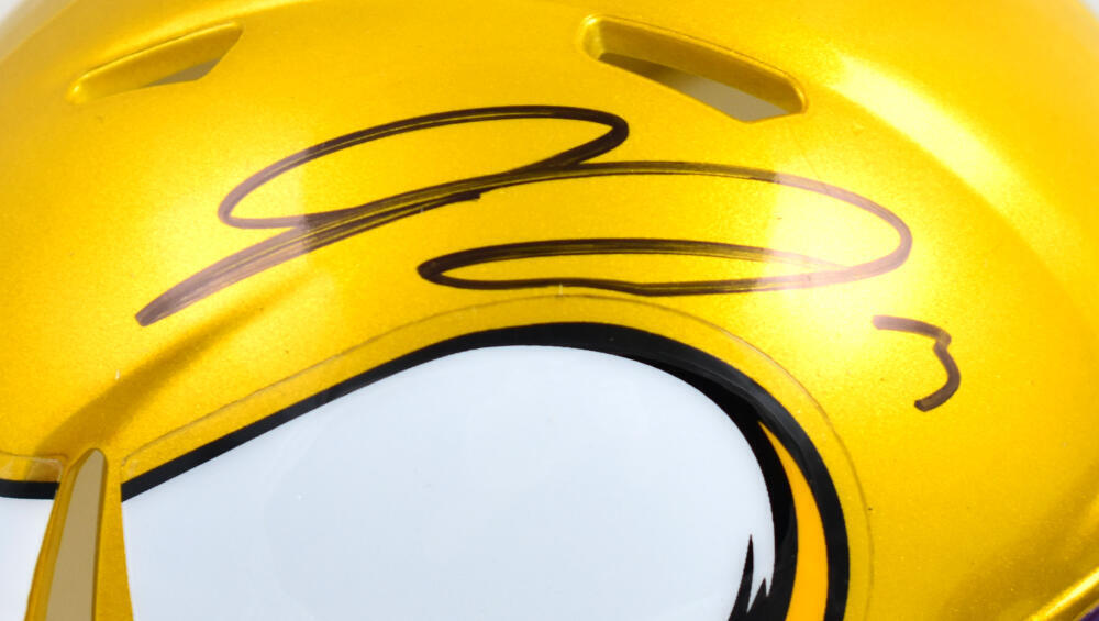 Jordan Addison Autographed Vikings Flash Speed Mini Helmet-Beckett W Holo *Black