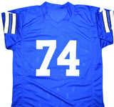 Bob Lilly Autographed Blue Pro Style Jersey w/HOF-Beckett W Hologram *Black *7