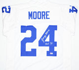 Lenny Moore Autographed White Pro Style Jersey w/HOF-Beckett W Hologram *Silver