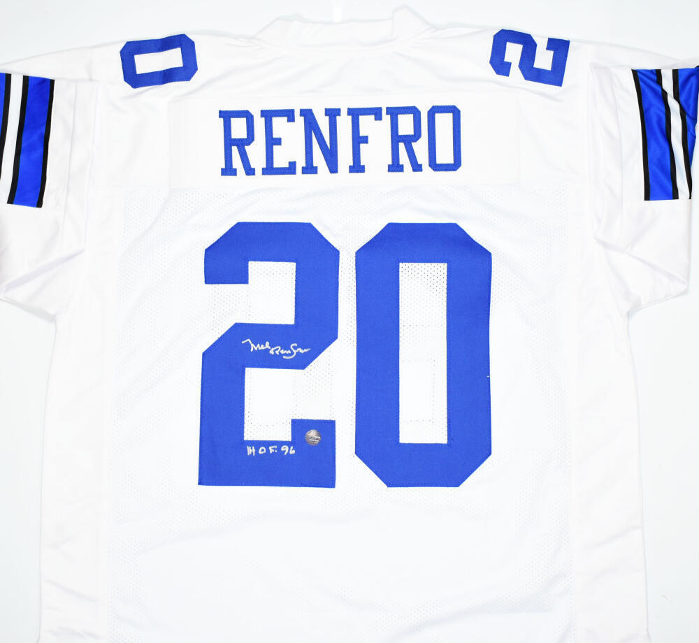 Mel Renfro Autographed White Pro Style Jersey w/HOF - Prova *Silver *2