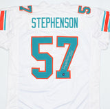 Dwight Stephenson Autographed White Pro Style Jersey w/ HOF - Prova *Silver