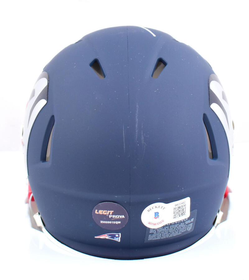 Ty Law Autographed New England Patriots AMP Speed Mini Helmet- Beckett W Holo