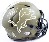 Calvin Johnson Signed Lions F/S Salute to Service Speed Authentic Helmet-Beckett