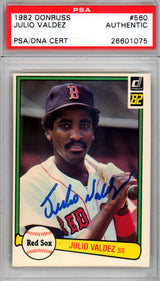 Julio Valdez Autographed 1982 Donruss Card #560 Boston Red Sox PSA/DNA #26601075