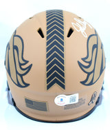 John Elway Signed Broncos Salute to Service 2023 Speed Mini Helmet- Beckett W