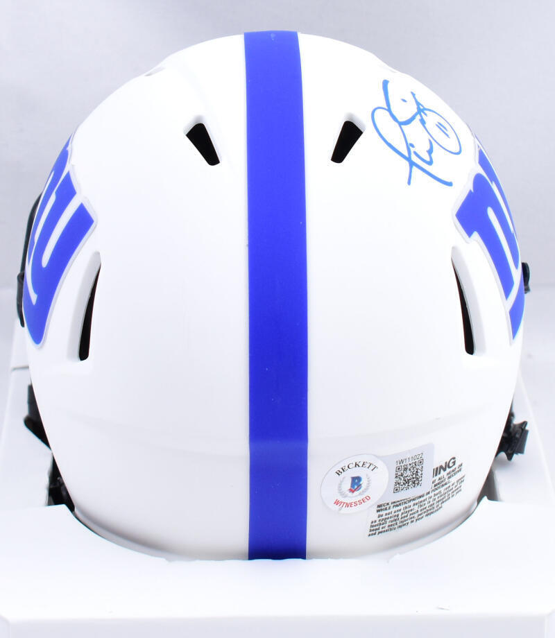 Phil Simms Autographed New York Giants Lunar Speed Mini Helmet - Beckett W Holo
