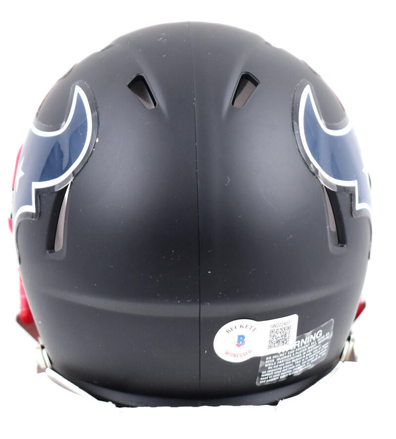 Jalen Pitre Autographed Texans Flat Black Speed Mini Helmet- Beckett W Hologram