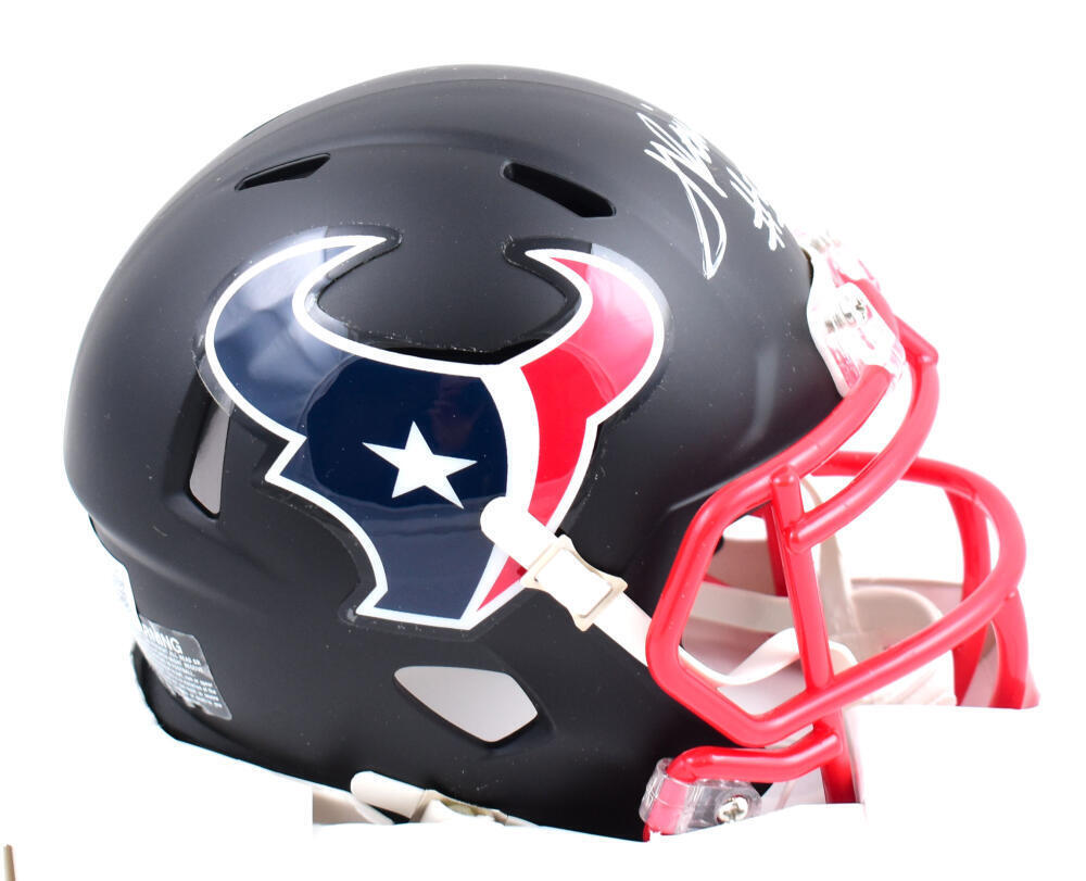 Jalen Pitre Autographed Texans Flat Black Speed Mini Helmet- Beckett W Hologram