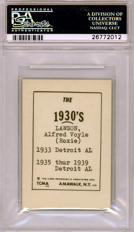Alfred "Roxie" Lawson Autographed 1972 TCMA Card Detroit Tigers PSA/DNA #26772012