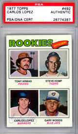 Carlos Lopez Autographed 1977 Topps Rookie Card #492 Seattle Mariners PSA/DNA #26774387