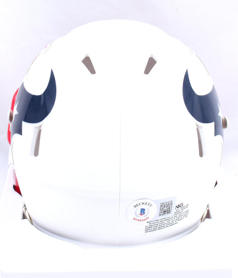 Xavier Hutchinson Autographed Texans Flat White Speed Mini Helmet-Beckett W Holo
