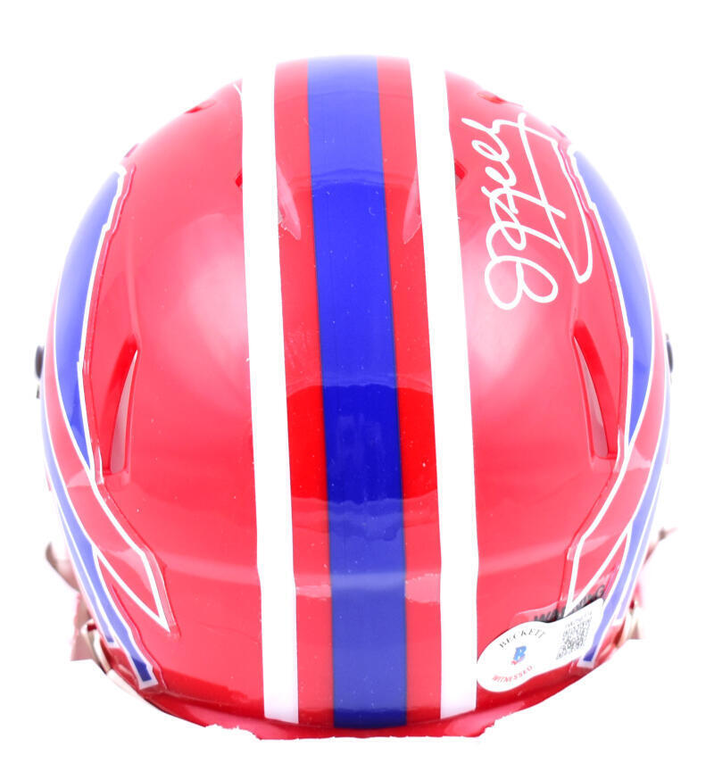Jim Kelly Autographed Buffalo Bills 87-01 Speed Mini Helmet-BeckettW Holo *White