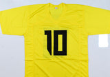 Bo Nix Autographed Yellow College Style Jersey - Beckett W Hologram *Silver