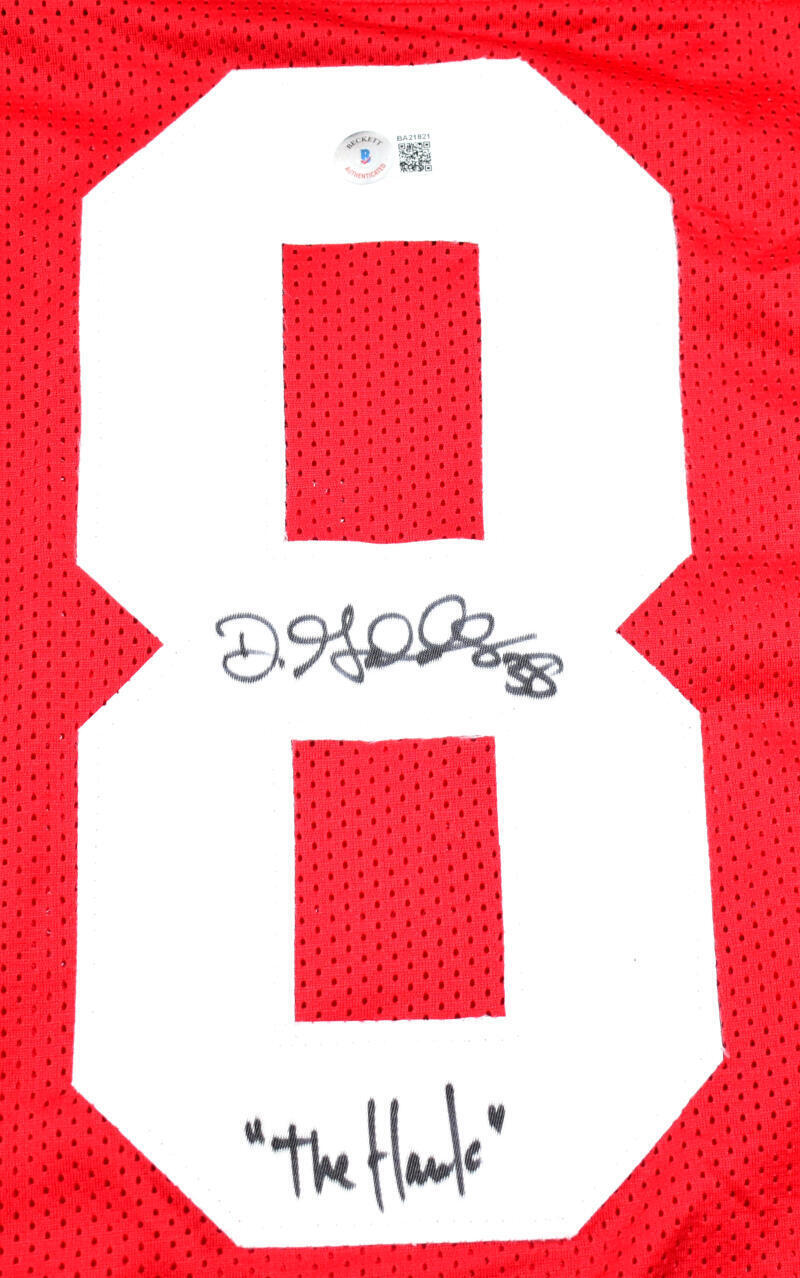 Dashon Goldson Autographed Red Pro Style Jersey w/ The Hawk - Beckett Hologram