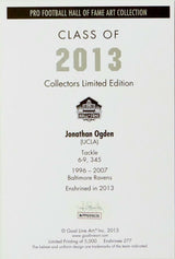 Jonathan Ogden HOF Autographed Baltimore Ravens Goal Line Art Card- JSA Auth