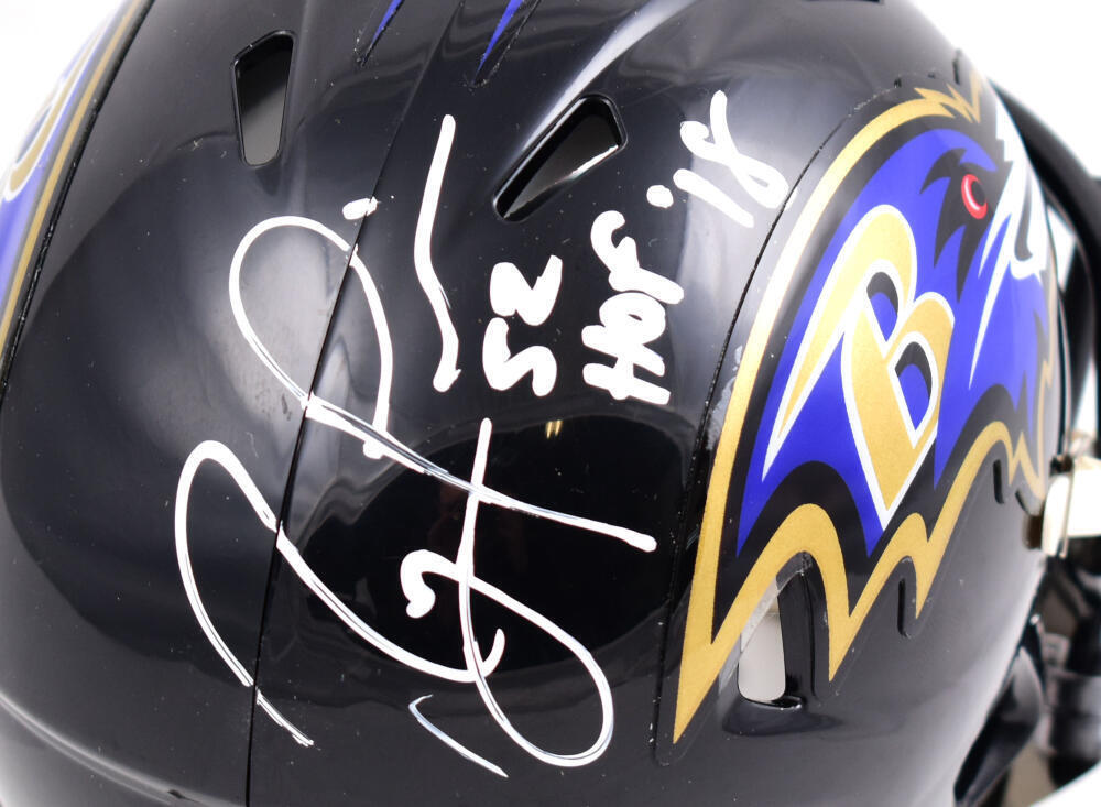 Ray Lewis Full Autographed Ravens Speed Mini Helmet w/HOF- Beckett W Hologram