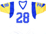 Marshall Faulk Autographed White Pro Style Jersey w/ HOF - Beckett W Hologram