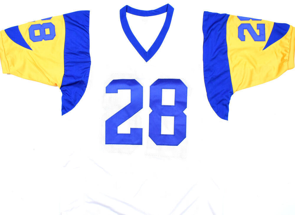 Marshall Faulk Autographed White Pro Style Jersey w/ HOF - Beckett W Hologram