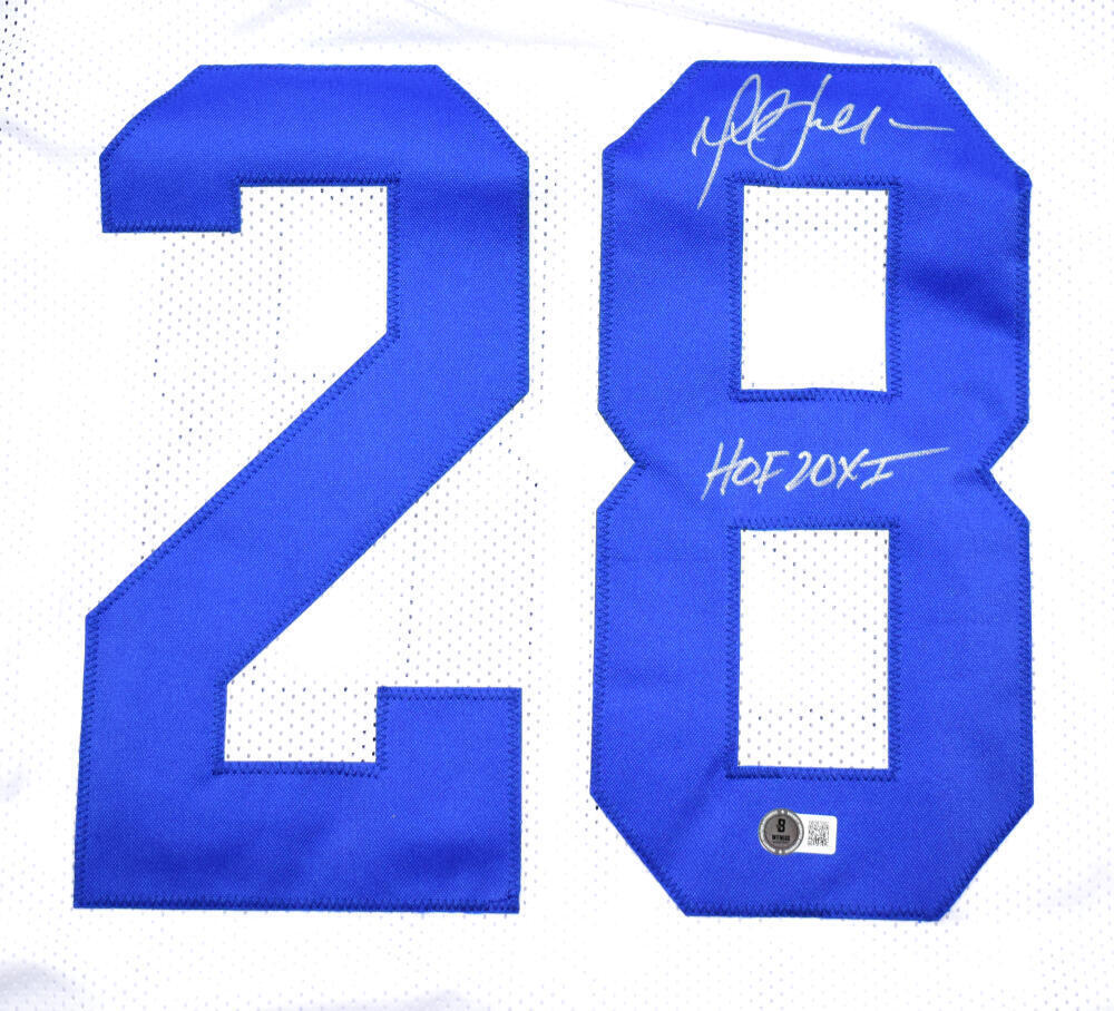 Marshall Faulk Autographed White Pro Style Jersey w/ HOF - Beckett W Hologram