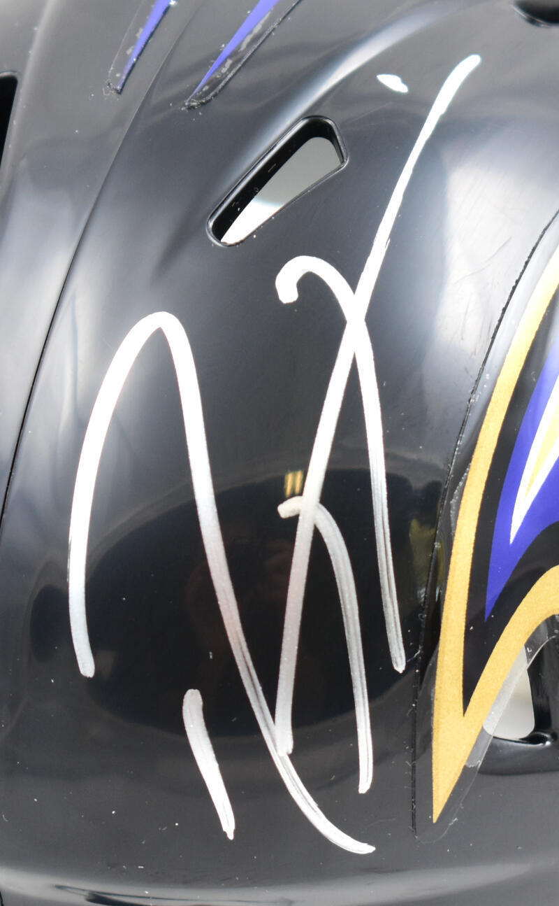 Ray Lewis Autographed Baltimore Ravens Speed Mini Helmet-Beckett W Hologram