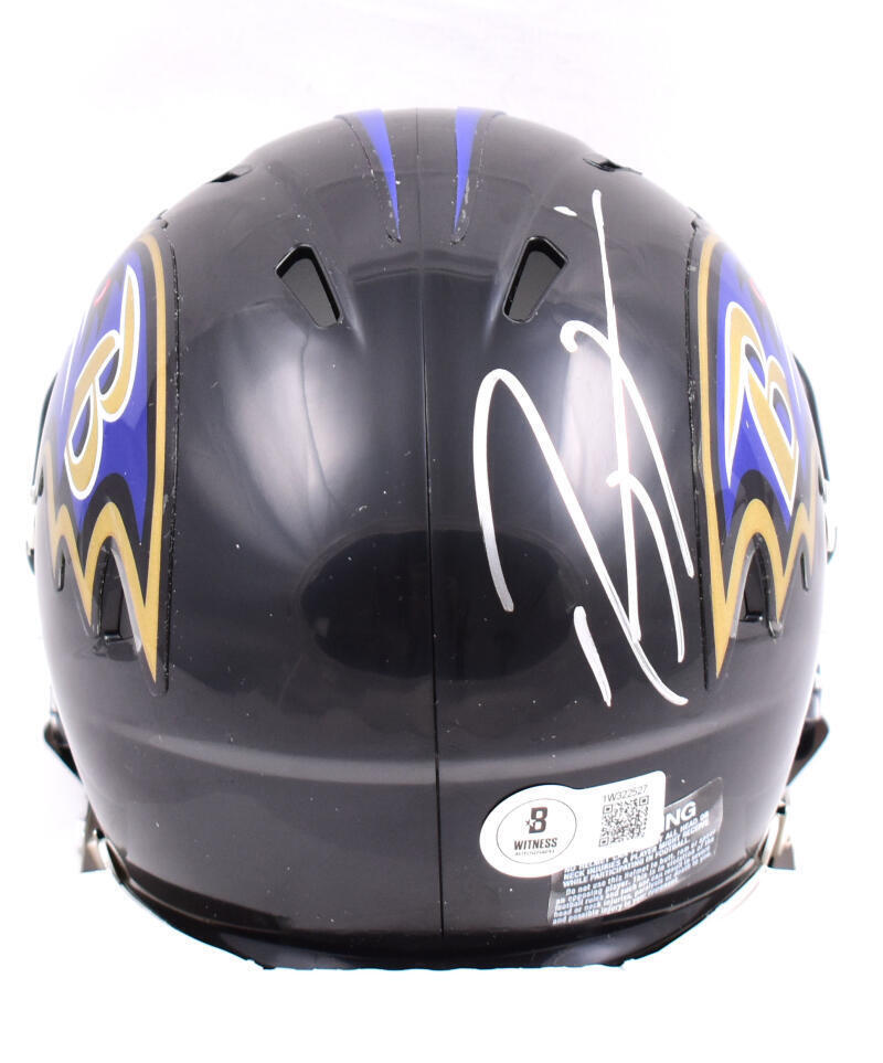 Ray Lewis Autographed Baltimore Ravens Speed Mini Helmet-Beckett W Hologram