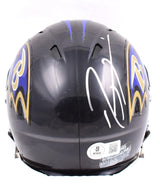 Ray Lewis Autographed Baltimore Ravens Speed Mini Helmet-Beckett W Hologram