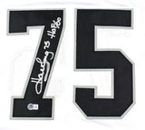 Howie Long Autographed White Raiders Jersey w/ HOF-Beckett W Hologram *Silver