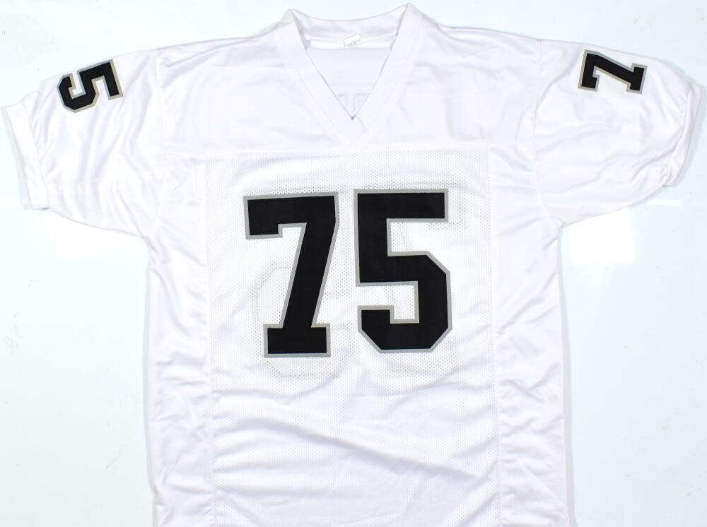 Howie Long Autographed White Raiders Jersey w/ HOF-Beckett W Hologram *Silver