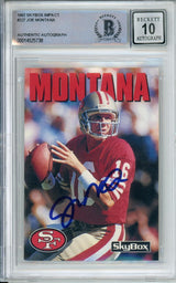1992 Skybox Impact #227 Joe Montana San Francisco 49ers BGS Autograph 10