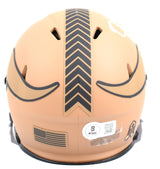 Justin Jefferson Signed Vikings Salute 2023 Speed Mini Helmet- Beckett W *Smear