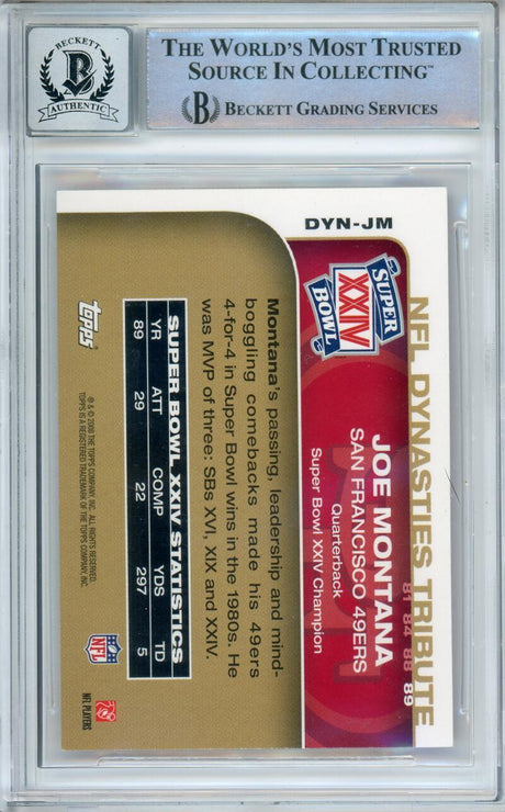 2008 Topps Chrome Dynasties #DYNJM Joe Montana San Francisco 49ers BGS Autograph