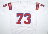 John Hannah Autographed White Pro Style Jersey w/HOF - Prova *Black
