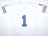 Warren Moon Autographed White Pro Style Jersey w/ HOF-Beckett W Hologram *Black