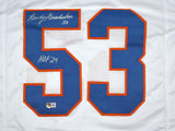 Randy Gradishar Autographed White Pro Style Jersey w/HOF - Beckett W Hologram