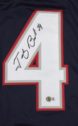 Tedy Bruschi Autographed Blue Pro Style Jersey-Beckett W Hologram *Black *UP 4