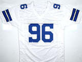 Barry Switzer Autographed White Pro Style STAT Jersey- Beckett W Hologram *Silv.