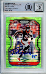 2020 Panini Prizm Neon Green Pulsar #308 Tee Higgins Bengals BGS Autograph 10