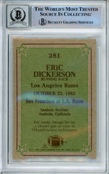1984 Topps #281 Eric Dickerson Instant Replay Rams BGS Autograph 10