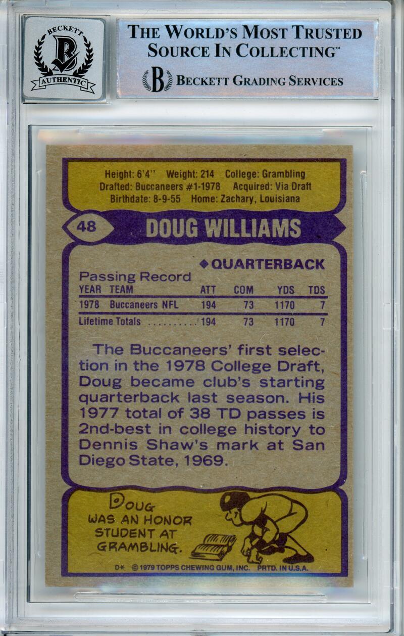 1979 Topps #48 Doug Williams RC Tampa Bay Buccaneer's BGS Autograph 10