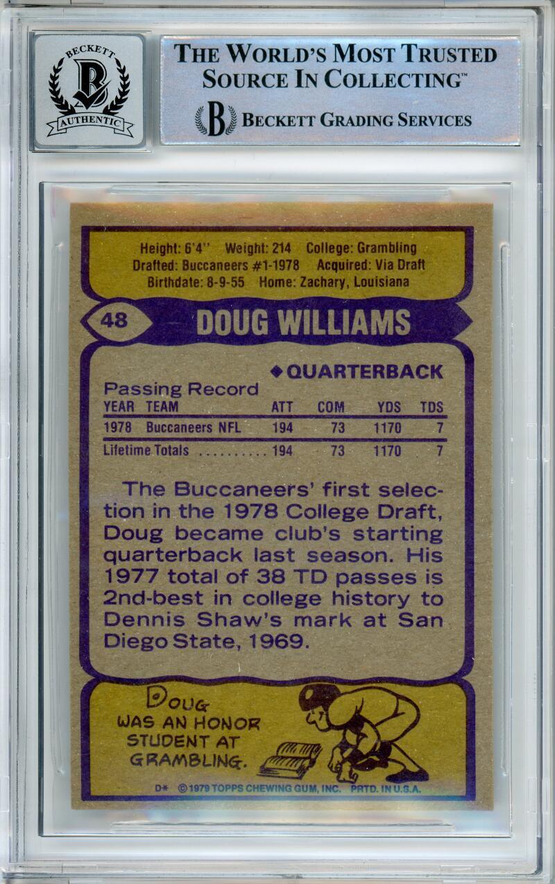 1979 Topps #48 Doug Williams RC Tampa Bay Buccaneer's BGS Autograph 10