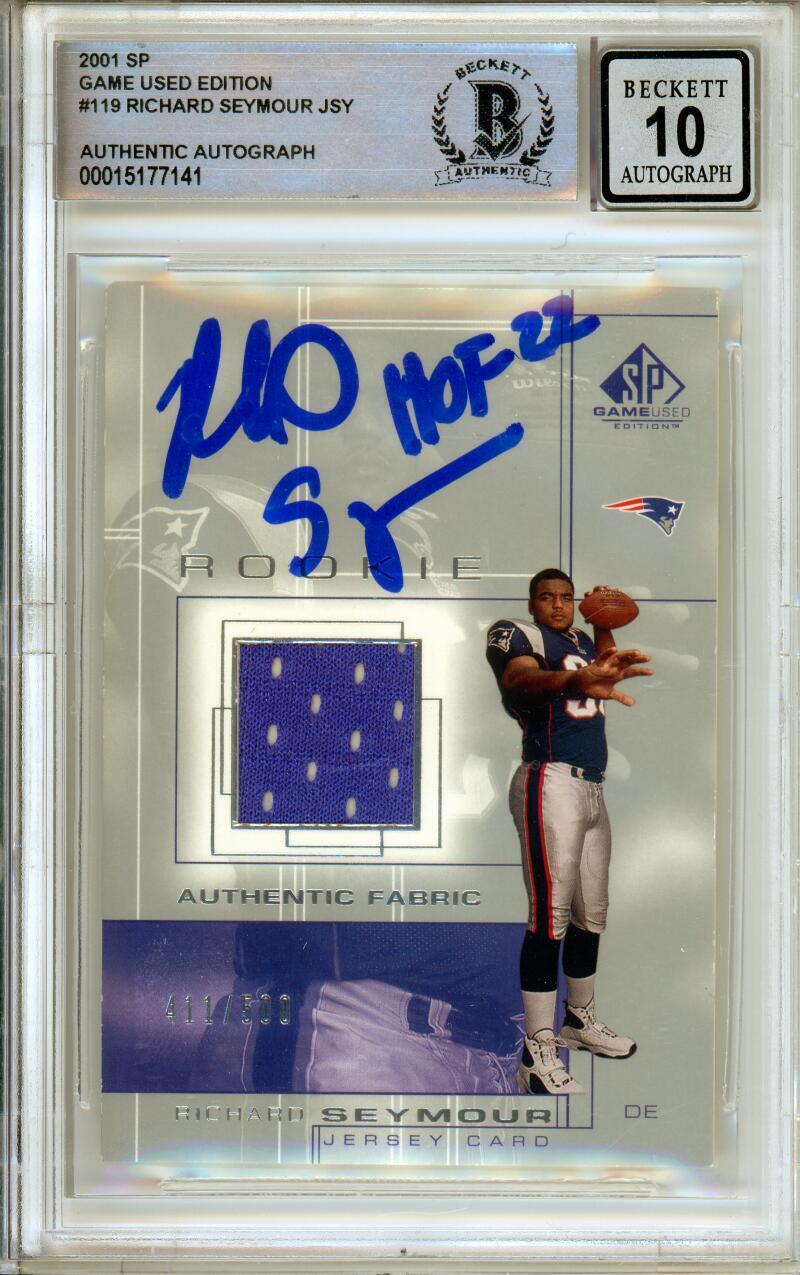 2001 Upper Deck SP Game Used Edition #119 Richard Seymour RC BGS Autograph 10