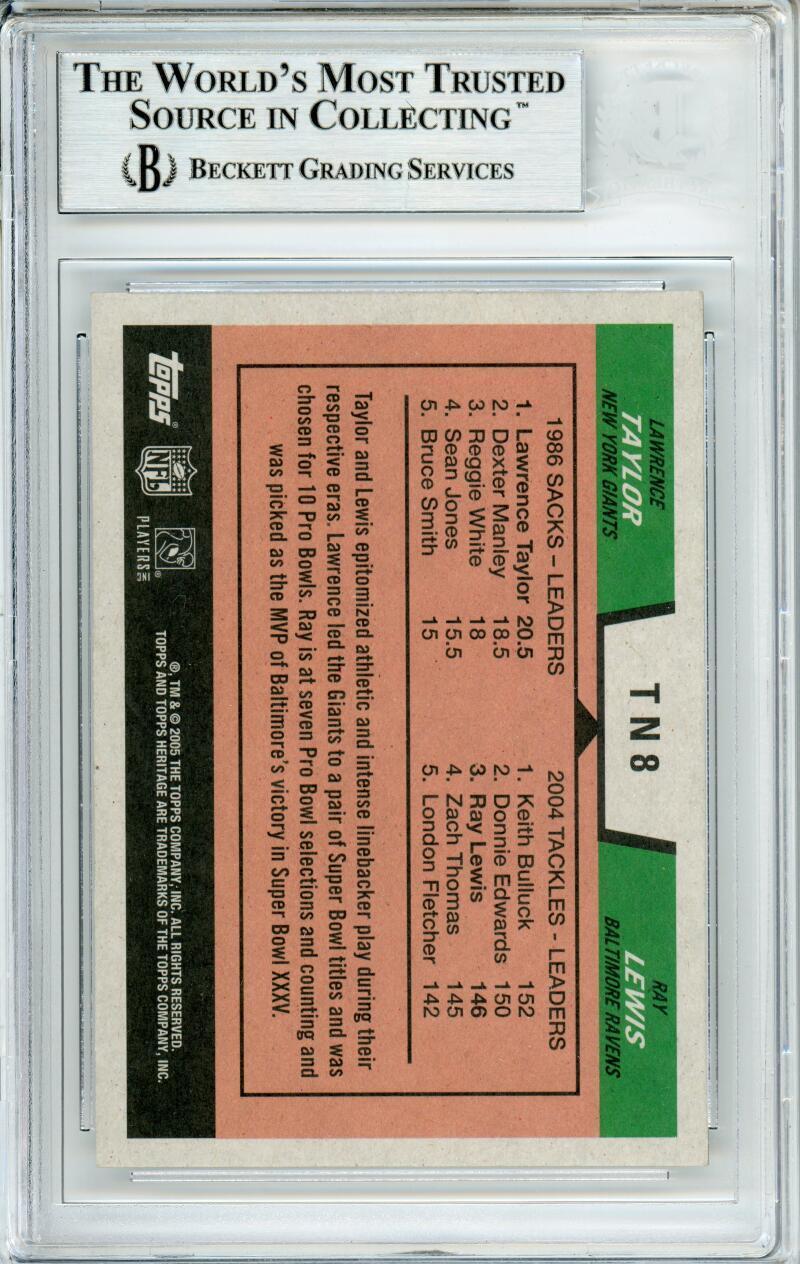 2005 Topps Heritage Then & Now #TN8 Taylor/ Lewis BGS Autograph 10