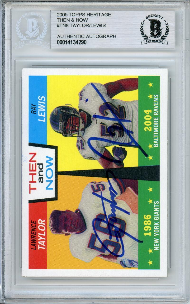 2005 Topps Heritage Then & Now #TN8 Taylor/ Lewis BGS Autograph 10